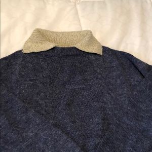 blue sweater.